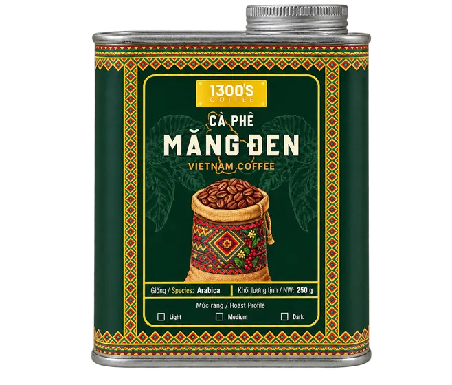 Lon cà phê Arabica Măng Đen 250g của 1300'S Coffee